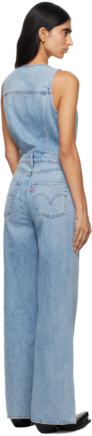 Levi's Blue Vest Wide Leg Denim Jumpsuit
