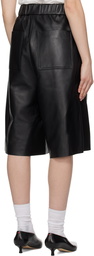 AMI Paris Black Bermuda Leather Shorts