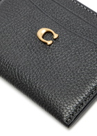 Coach Logo Pebbled Leather Card Holder - Black - One Size