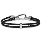 Montblanc - Wrap Me Braided Leather and Stainless Steel Bracelet - Black