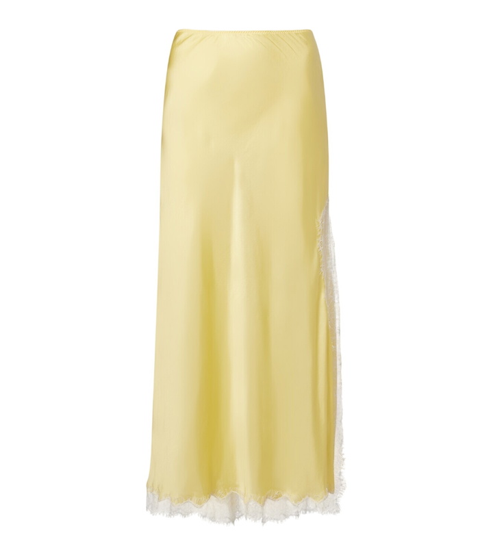 Photo: Poupette St Barth Lila lace-trimmed satin slip skirt