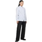 Maison Margiela White & Blue Striped Cotton Shirt