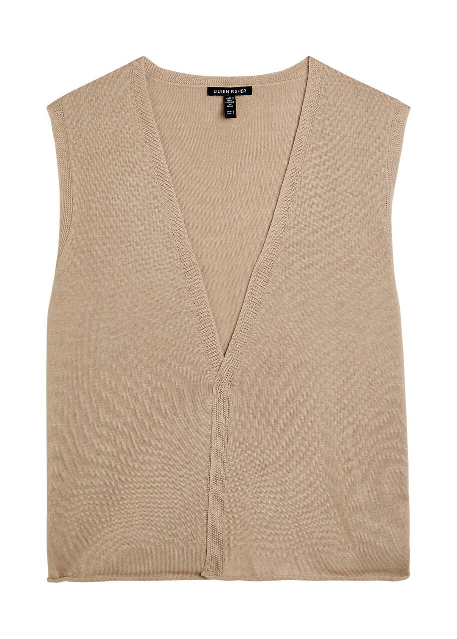 Eileen Fisher Linen and Cotton-blend Knit Vest Natural