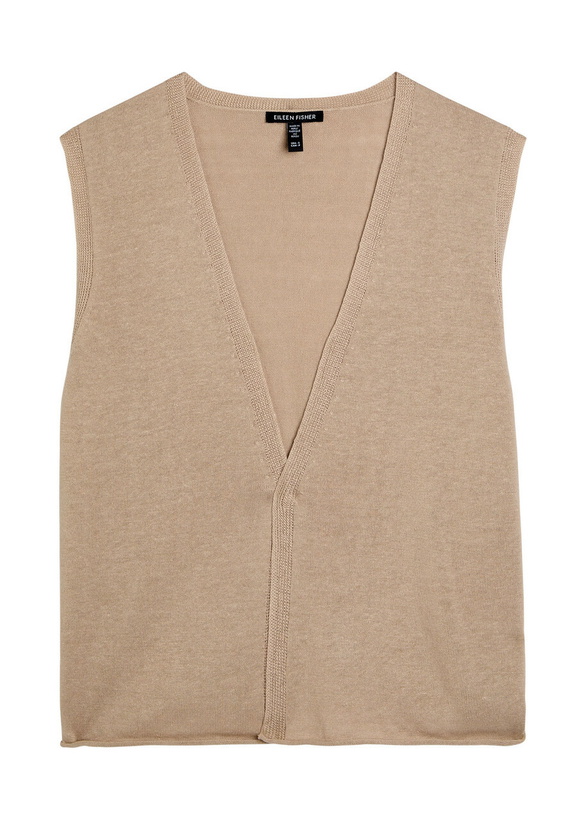 Photo: Eileen Fisher Linen and Cotton-blend Knit Vest Natural
