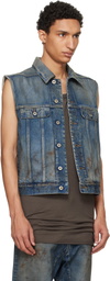 Rick Owens DRKSHDW Blue Temple SL Denim Trucker Vest
