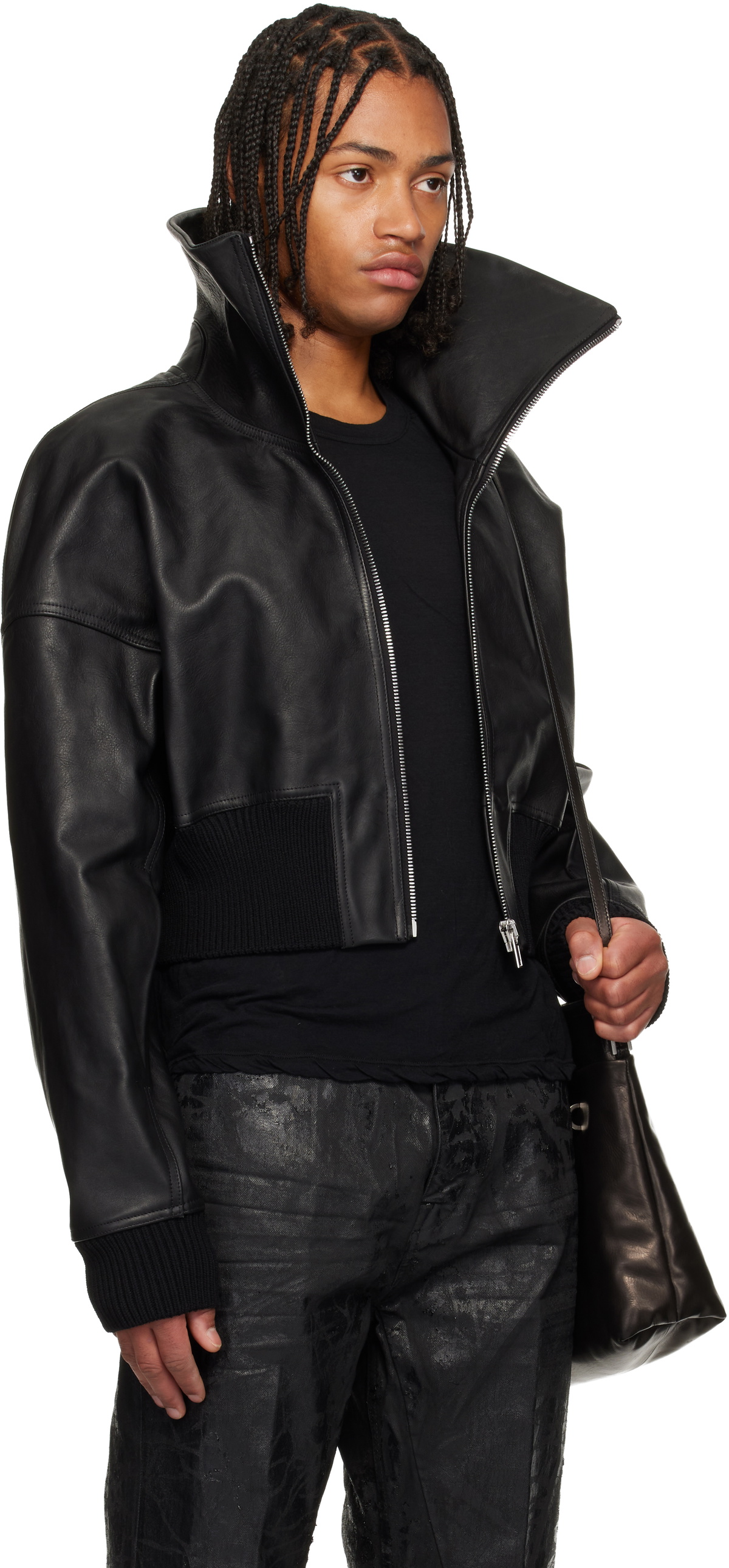 Rick Owens Black Concordians Dracucollar Leather Jacket Rick Owens