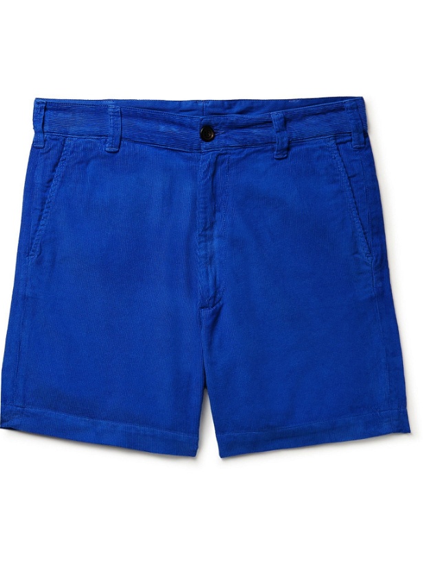 Photo: Drake's - Slim-Fit Cotton-Corduroy Chino Shorts - Blue