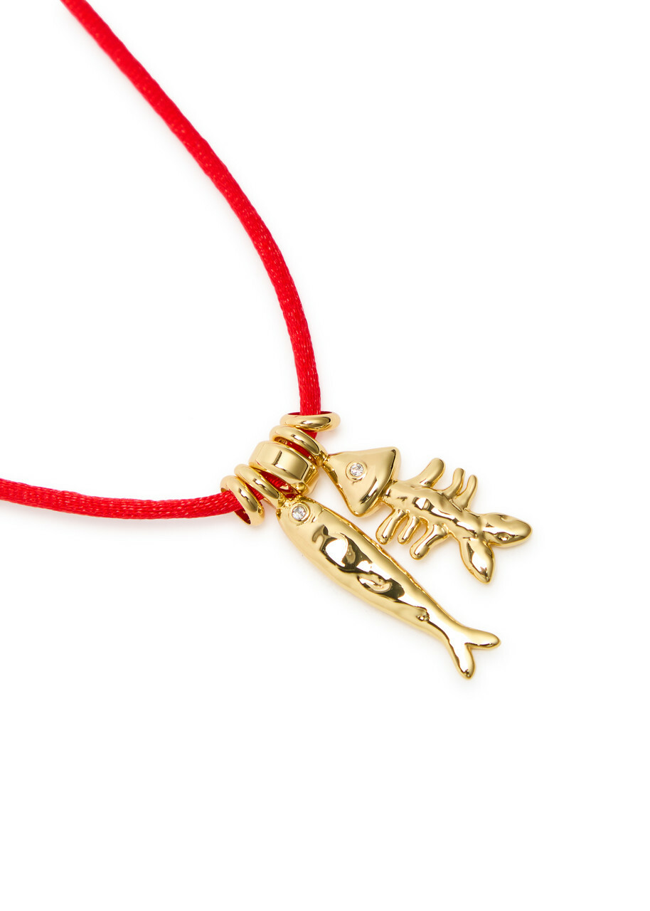 Eliou Sardine And Fishbone Cord Necklace - Gold - One Size