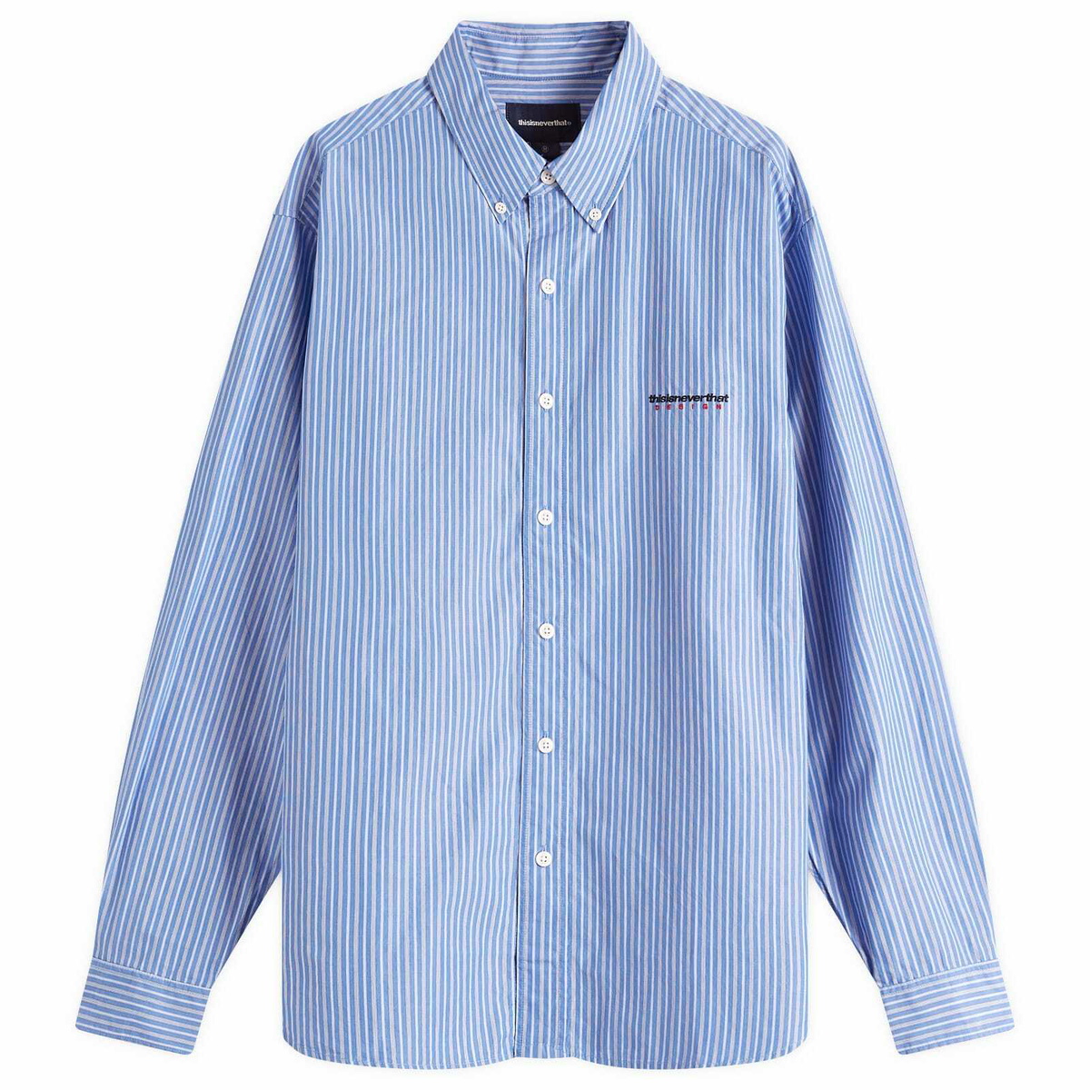 ★thisisneverthat★DSN Striped Shirt★大人気★ thisisneverthat Men's DSN Striped Shirt in Blue thisisneverthat