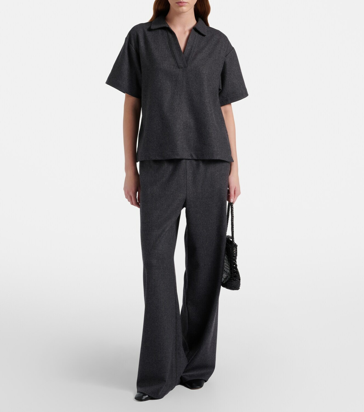 Asceno Modena wool and cashmere flannel polo shirt