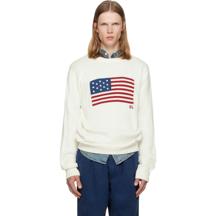 Photo: Polo Ralph Lauren White 'The Iconic Flag' Sweater