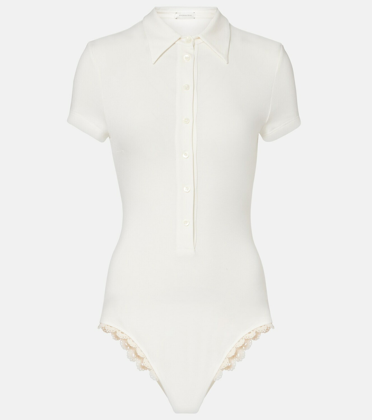 Magda Butrym Crochet-trimmed cotton-blend bodysuit