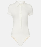 Magda Butrym Crochet-trimmed cotton-blend bodysuit