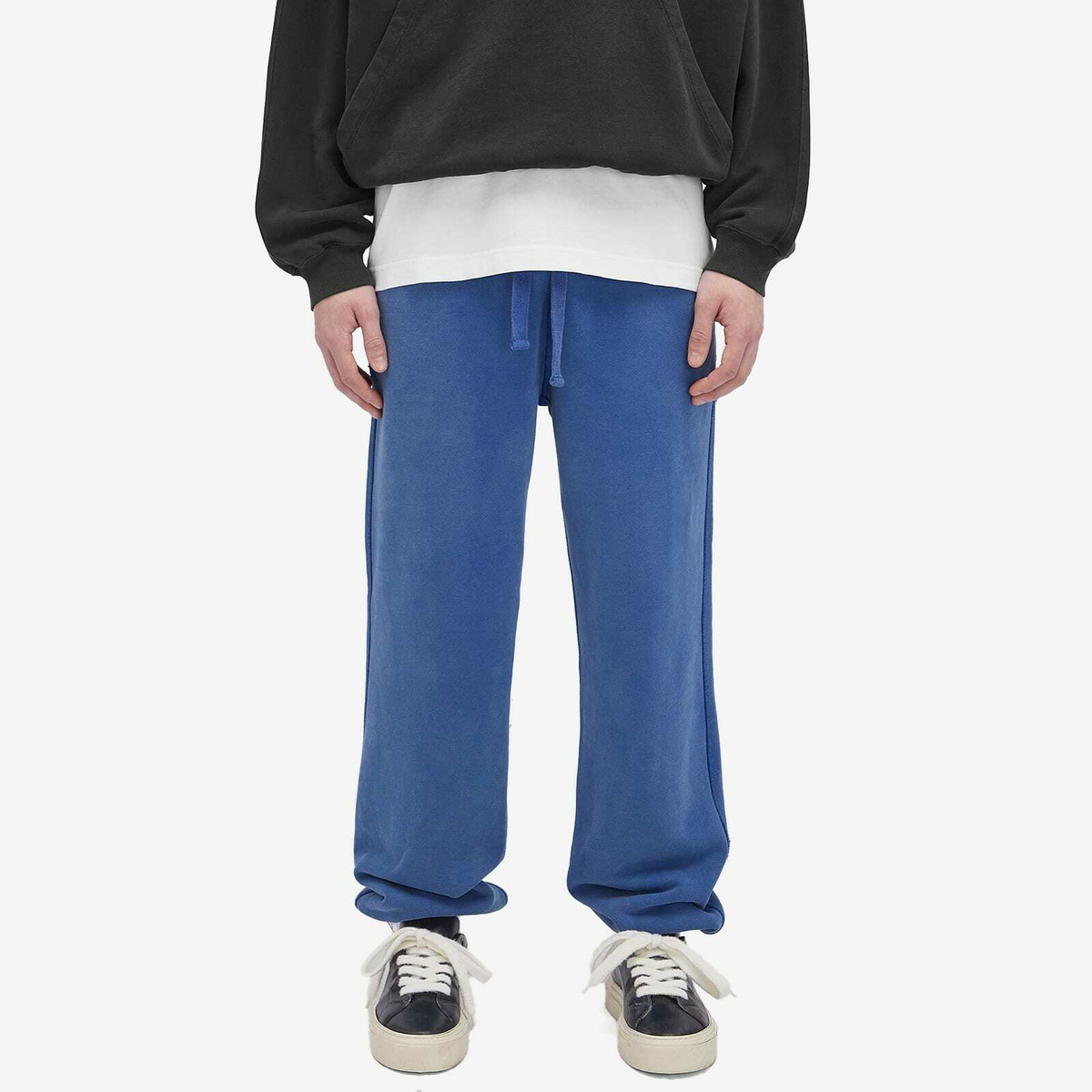 Cole Buxton Men's Distressed Sweat Pants in Washed Cobalt Blue