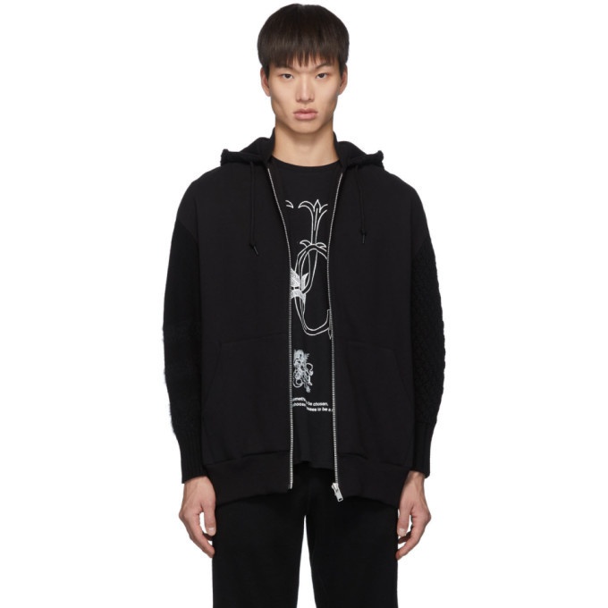 Photo: Undercover Black Wool and Down Multi Fabric Hoodie