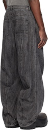 Juun.J Gray Washed Denim Front Seam Jeans