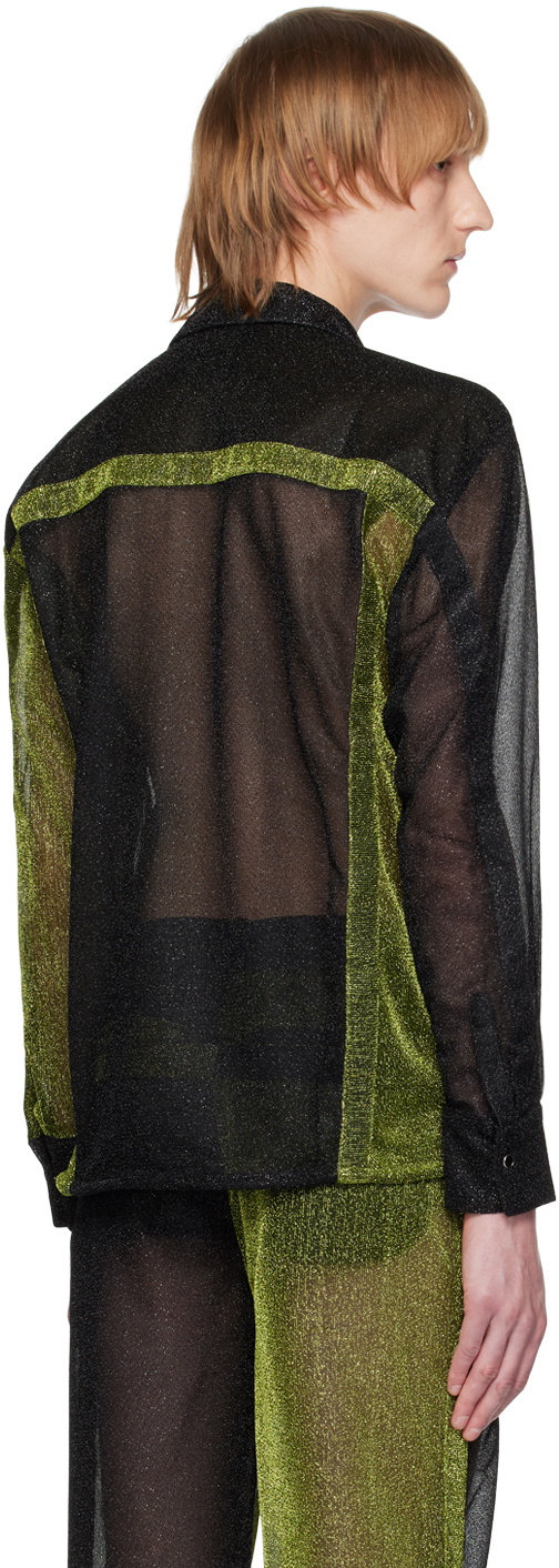 Tokyo James Black & Green Sparkly Shirt