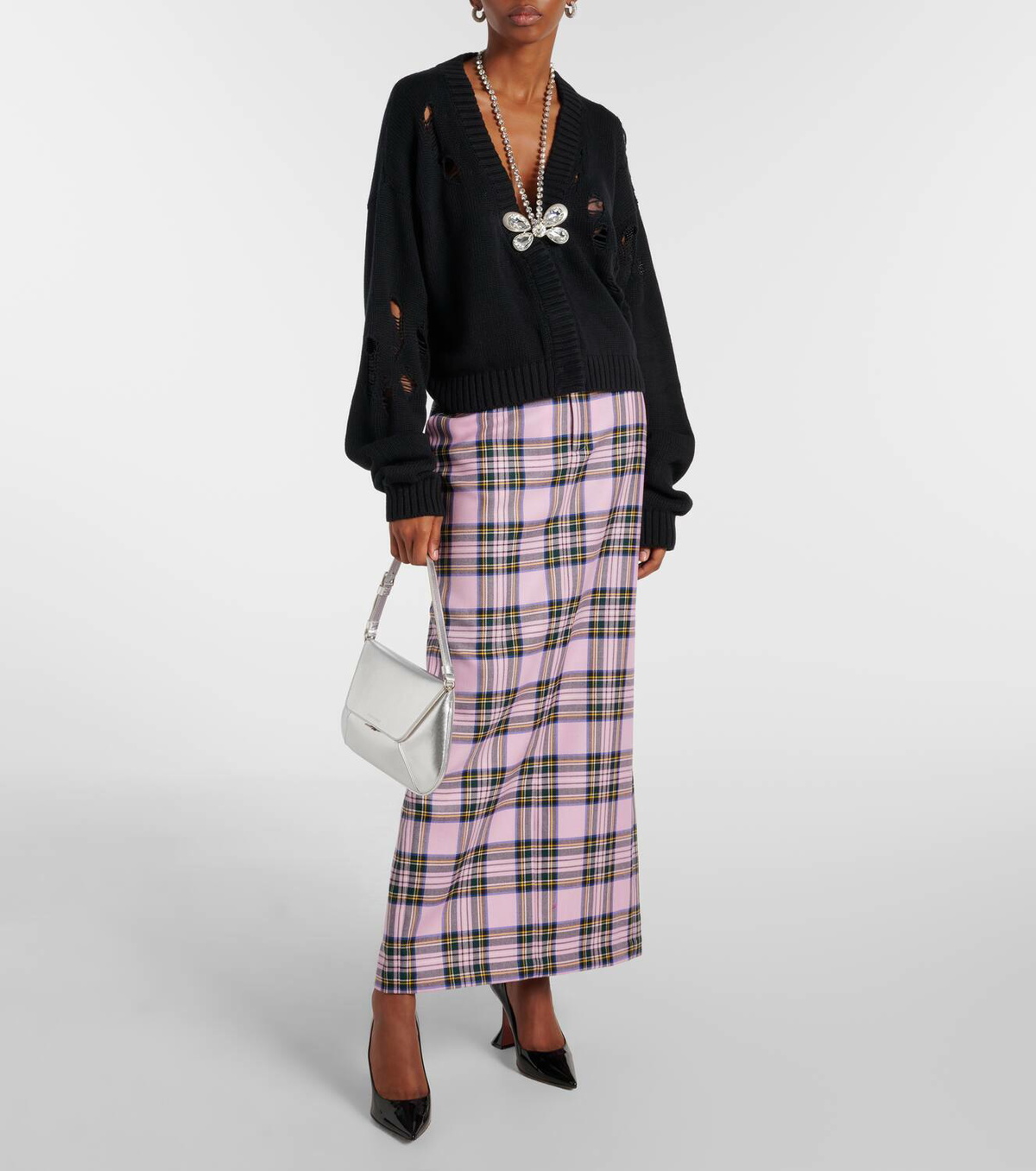 Area Embellished cotton and cashmere cardigan