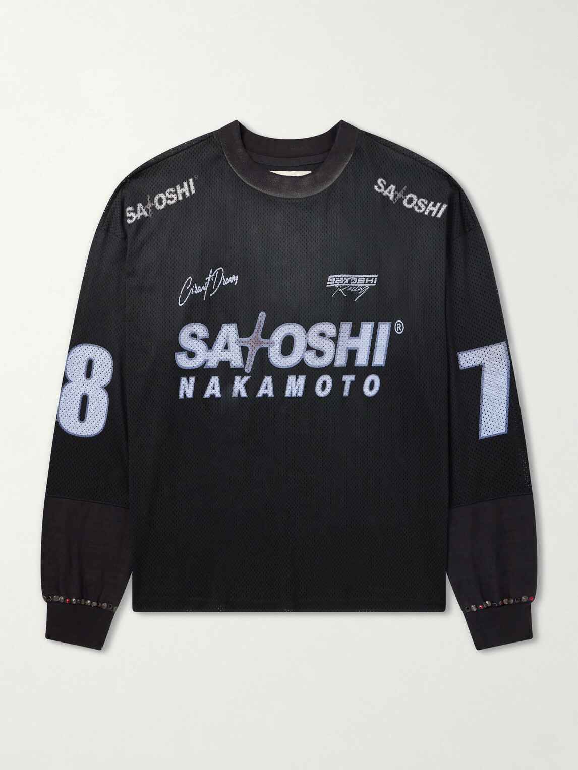 Satoshi Nakamoto - Moto Logo-Print Mesh T-Shirt - Black