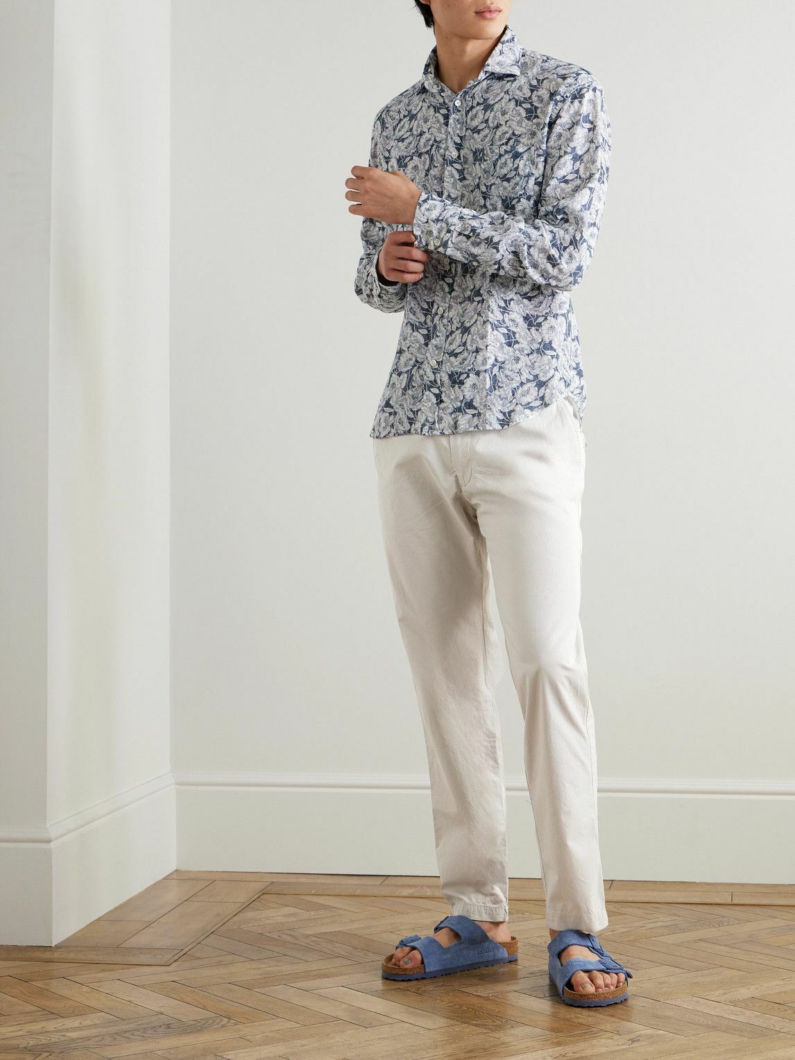 Hartford - Tyron Straight-Leg Cotton-Twill Trousers - Neutrals