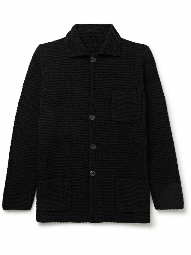 Photo: Anderson & Sheppard - Merino Wool and Cashmere-Blend Cardigan - Black