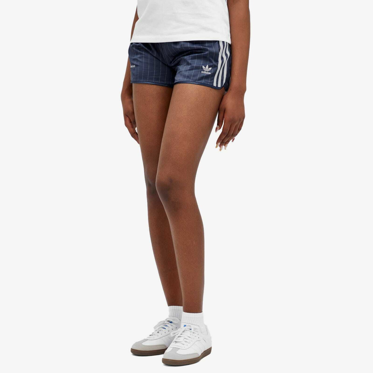 Adidas Women's x Sporty & Rich Shorts in White/Night Indigo