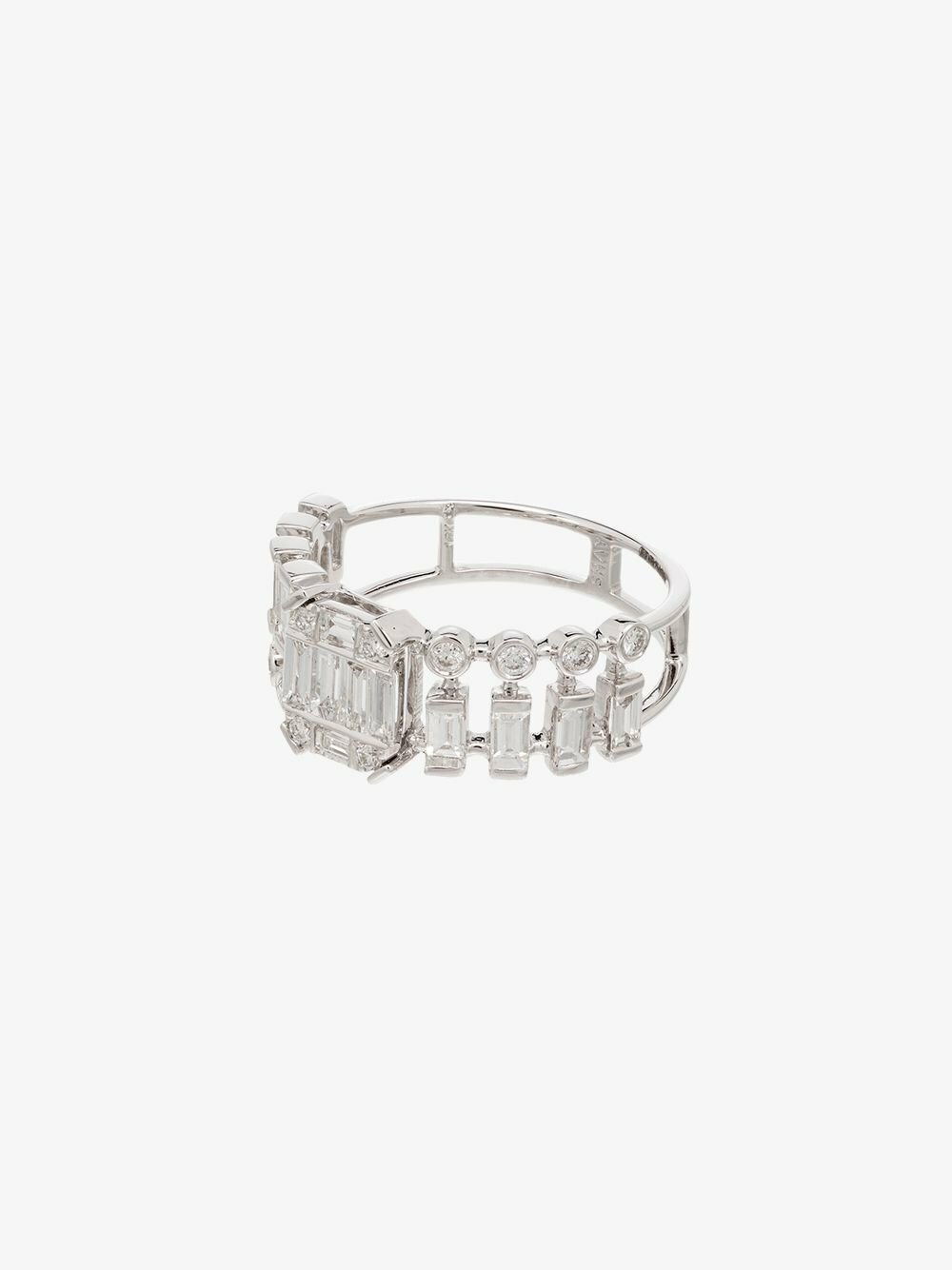SHAY 18K White Gold Illusion Centre Dot Dash Diamond Ring
