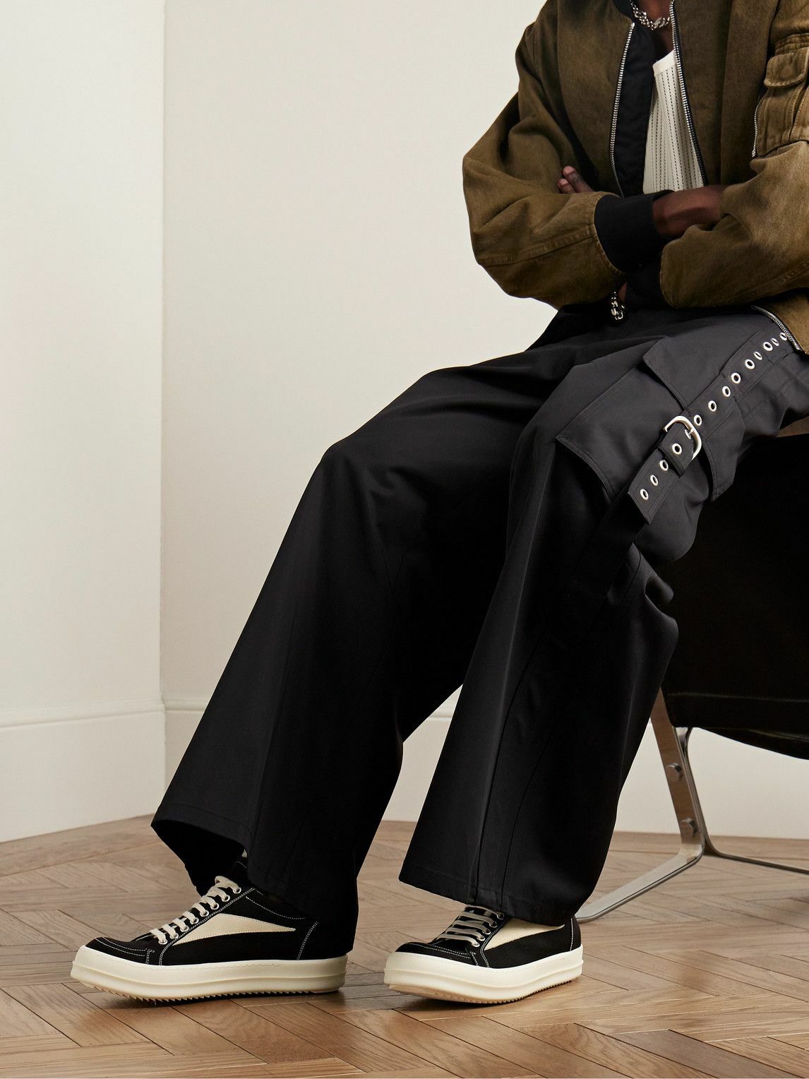 DRKSHDW by Rick Owens Vintage Suede-Trimmed Twill Sneakers