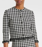 Alexander McQueen Houndstooth fringed jacquard cardigan