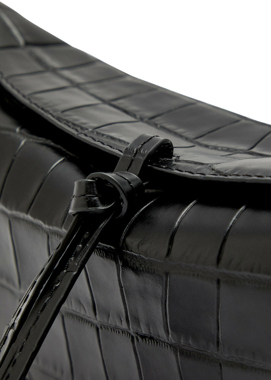 Staud Eve Crocodile-effect Leather Clutch - Black - One Size