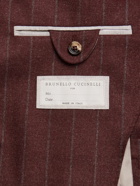 Brunello Cucinelli - Double-Breasted Pinstriped Wool, Mohair and Cashmere-Blend Suit Jacket - Red