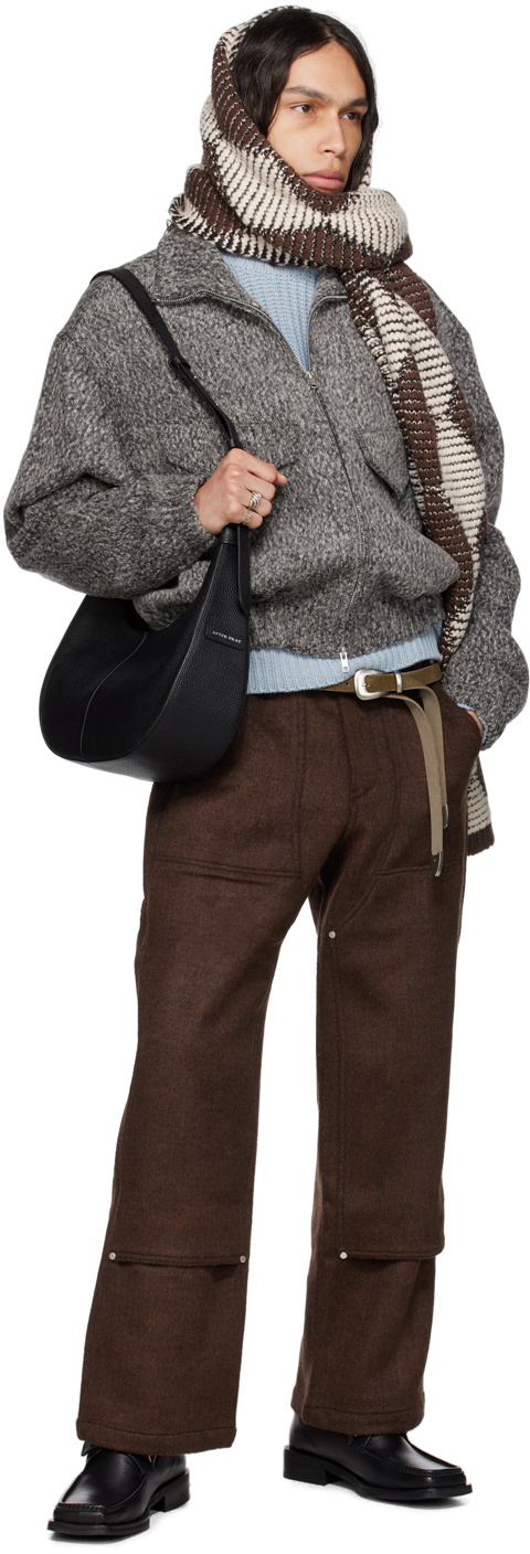 AFTER PRAY】High-Neck Wool Blouson Brown