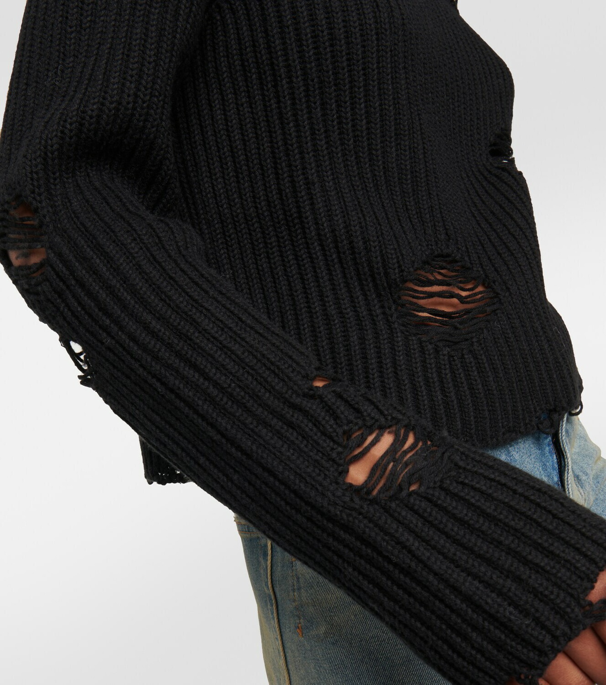 MM6 Maison Margiela Distressed cotton and wool sweater