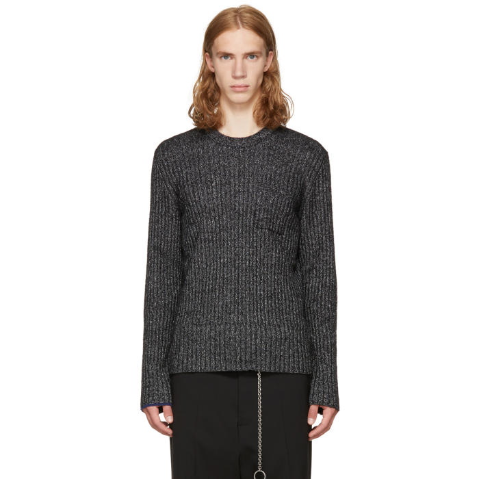 Photo: Maison Margiela Black and Off-White Ribbed Sweater