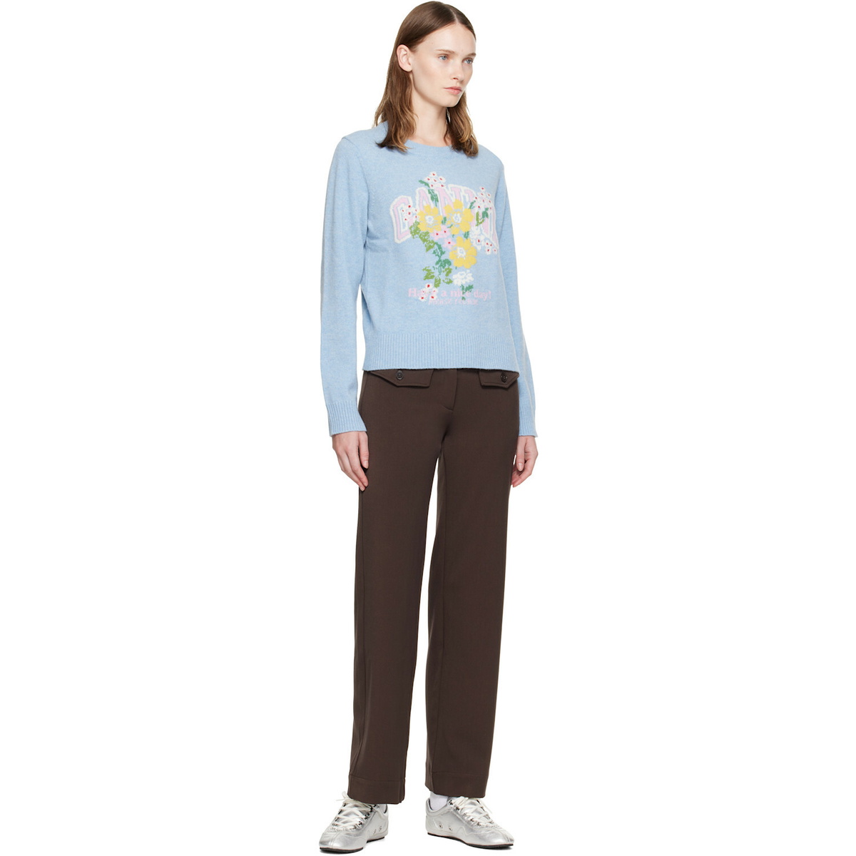 GANNI Blue Flowers Sweater