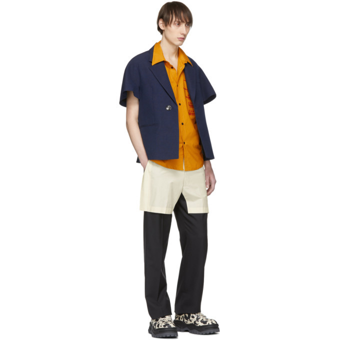 Chin Mens Black Short Half-Lined Trousers
