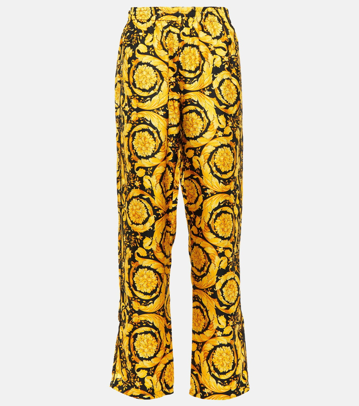 Versace - Barocco high-rise silk pants Versace