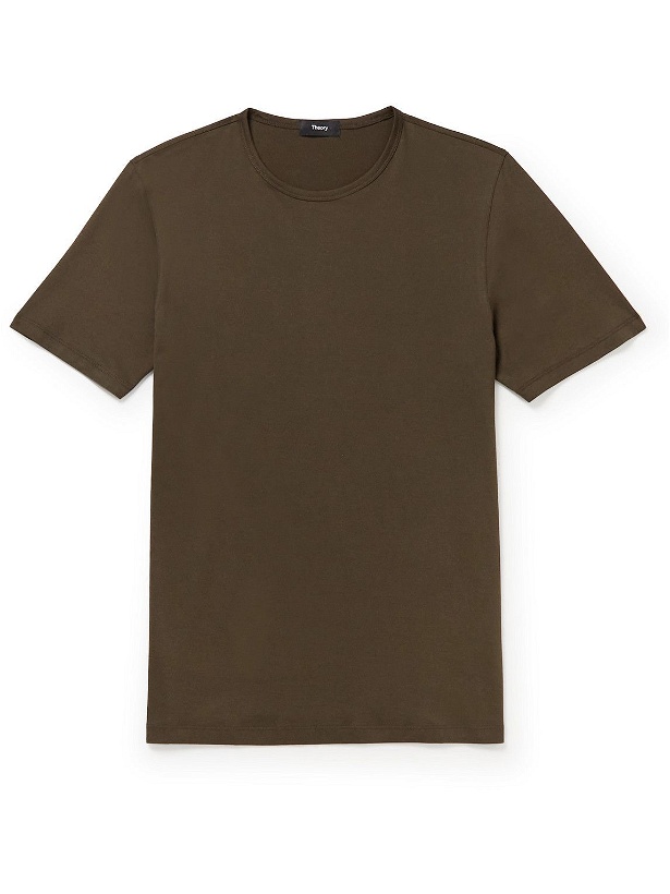 Photo: Theory - Cotton-Jersey T-Shirt - Brown