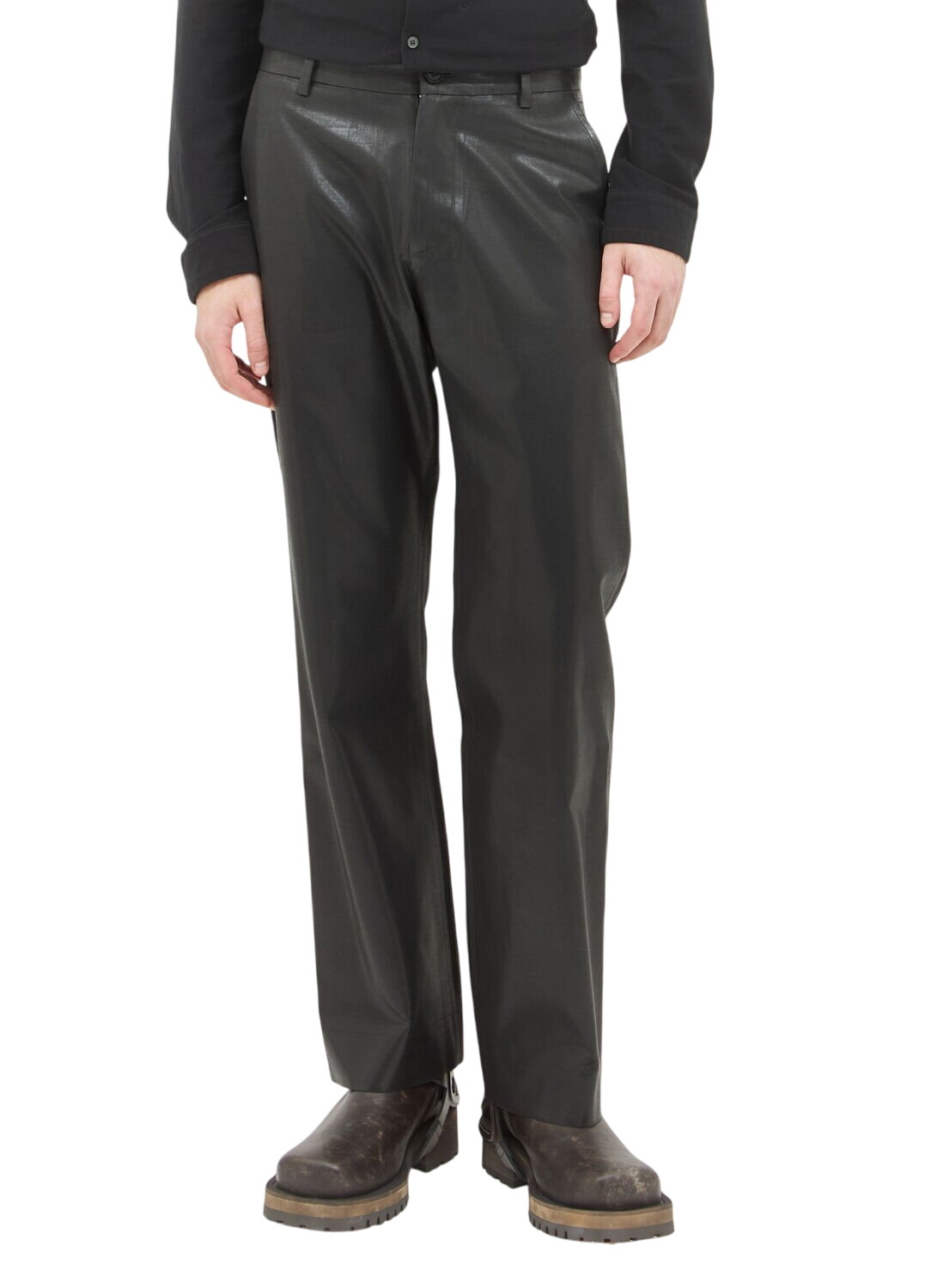 Diesel Burgundy P-Revol Faux-Leather Trousers Diesel