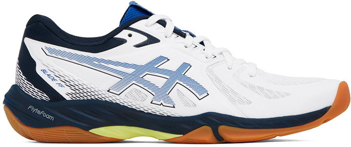 Photo: Asics White & Blue Blade FF Sneakers