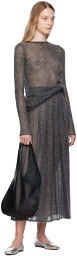 AURALEE Gray Pleated Midi Skirt