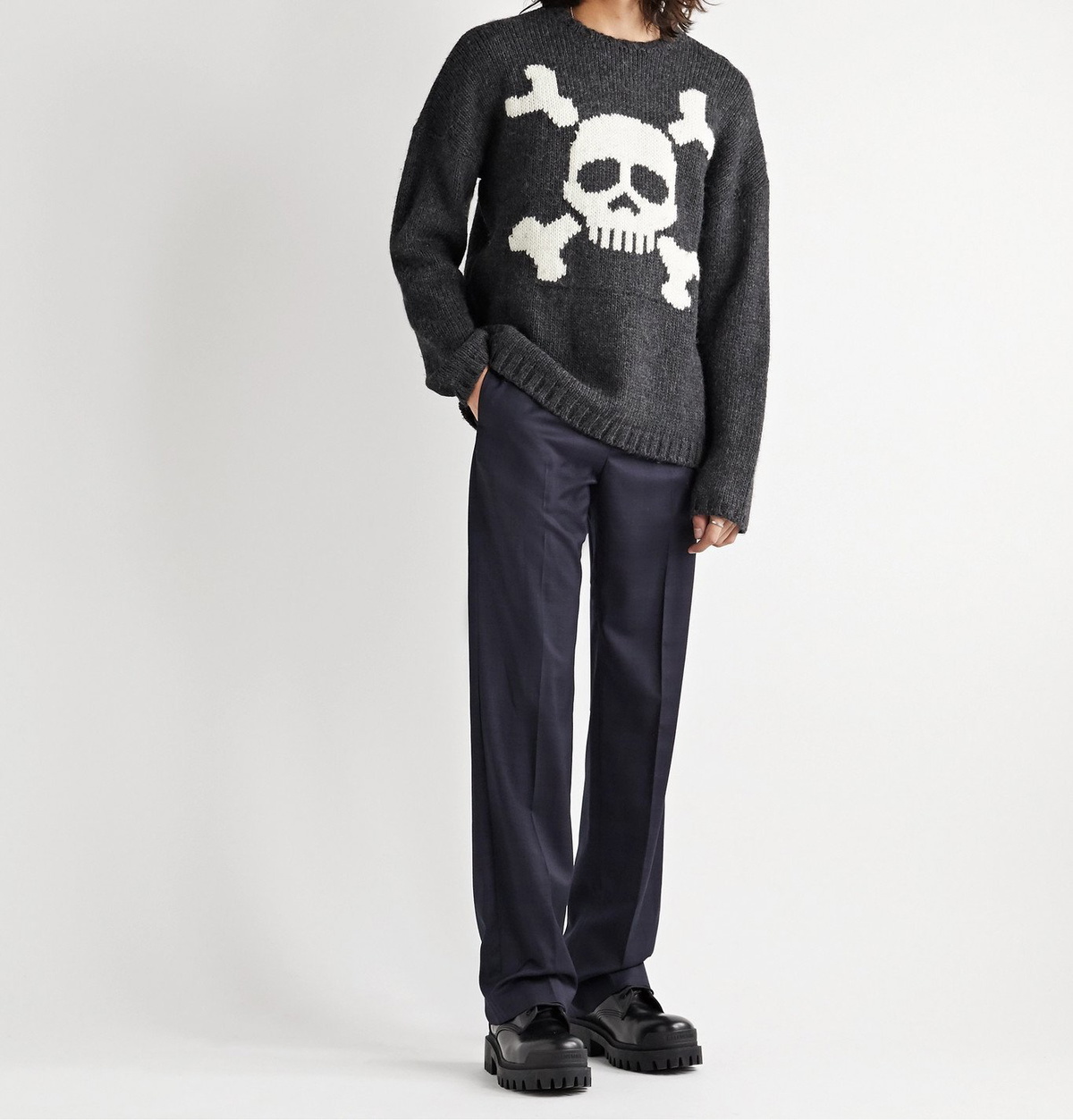 Our Legacy - Textured Intarsia-Knit Sweater - Gray Our Legacy