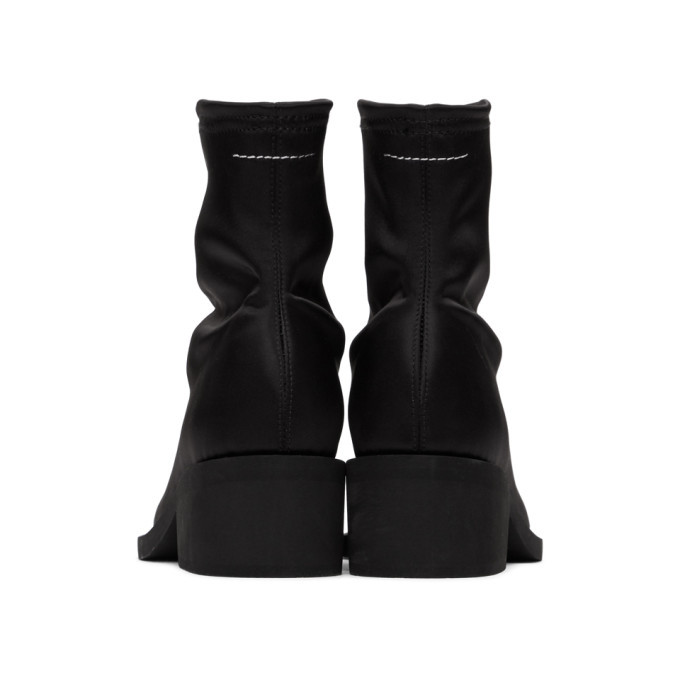 MM6 Maison Margiela Black Satin Ankle Boots MM6 Maison Margiela