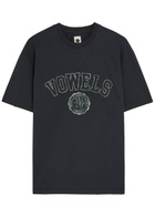 Vowels Logo-print Distressed Cotton T-shirt Black