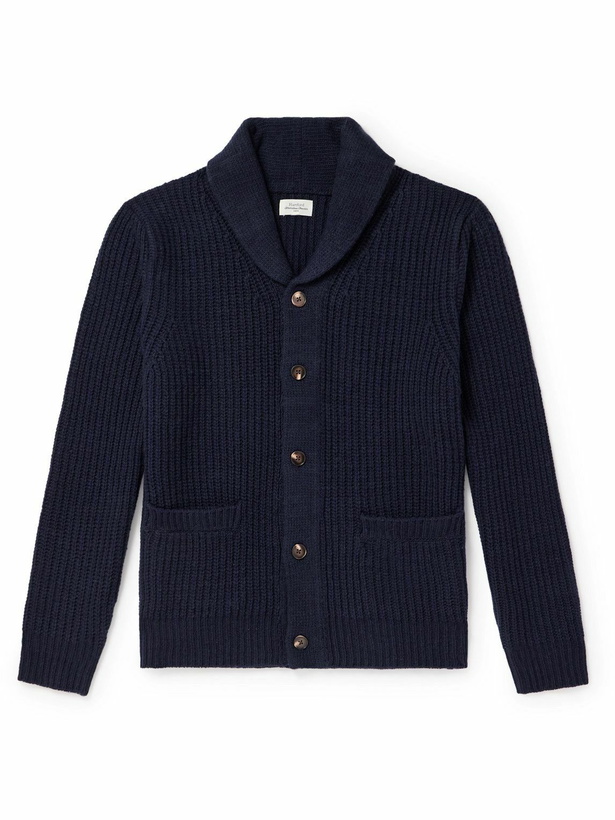 Photo: Hartford - Shawl-Collar Ribbed Wool Cardigan - Blue