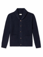 Hartford - Shawl-Collar Ribbed Wool Cardigan - Blue