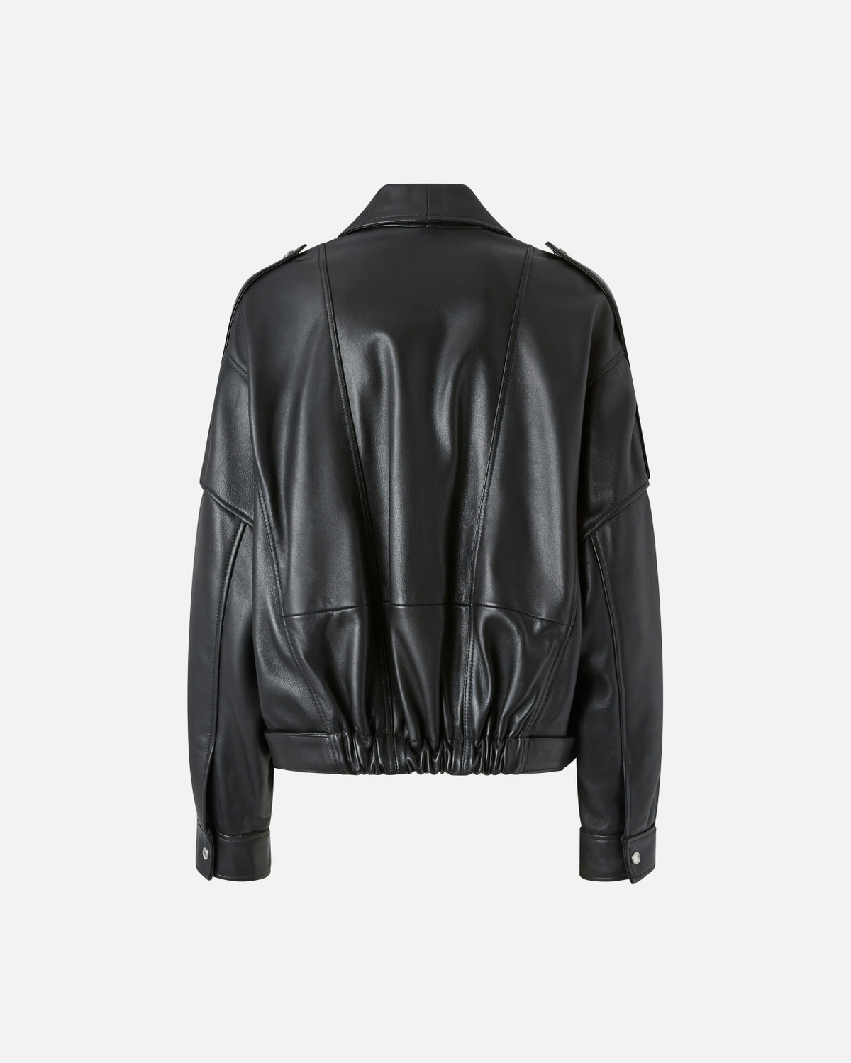 Pinko Nappa Leather Biker Jacket With Belt Limo Black