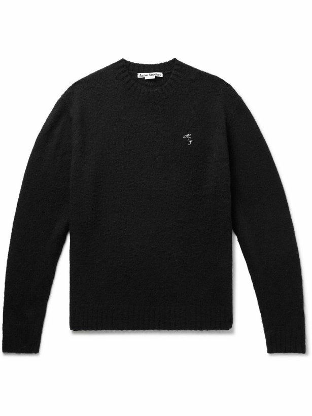 Photo: Acne Studios - Kowy Logo-Embroidered Shetland Wool Sweater - Black