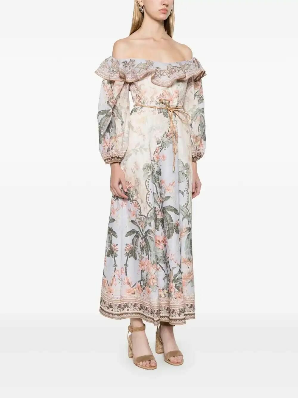 mustard yellow dress long Berrylush Women Mustard Yellow Self-Design Patterned Puff Sleeves Maxi