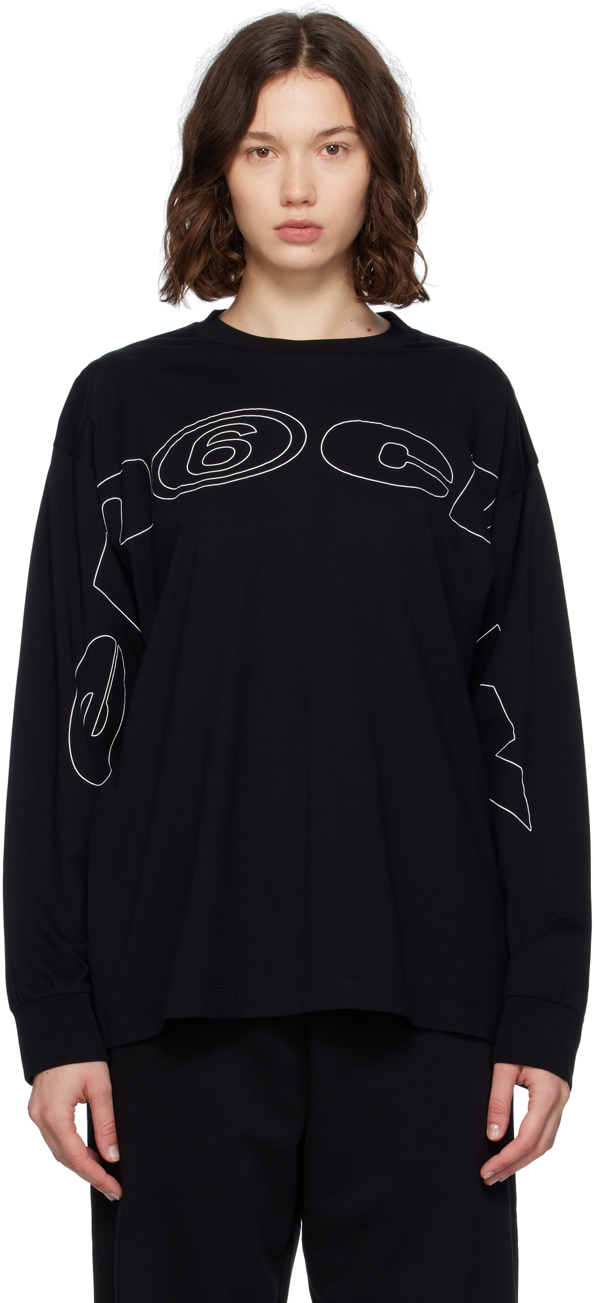Tシャツ・カットソー MM6 Maison Margiela LONG SLEEVED TOP (S62NH0038 M20115 100) MM6 Maison Margiela Long Sleeved Top | Shopbop